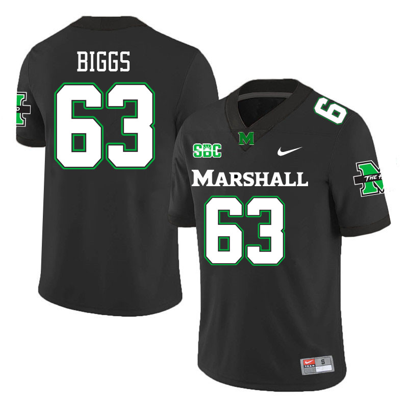 Marshall Thundering Herd #63 Bryce Biggs College Football Jerseys Stitched-Black